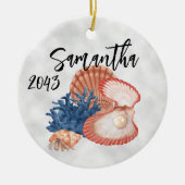 貝殻 オイスター パール 海岸 海 セラミックオーナメント (正面)