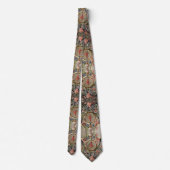 貝殻、サンゴ、イルカ、アンティークフローラ渦巻き ネクタイ (裏面)