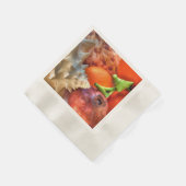 貝殻、ザクロ、オレンジ、モノグラムの静止寿命 縁ありカクテルナプキン (角)