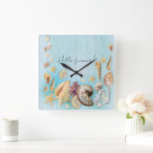 貝殻 スクエア壁時計 (ホーム)