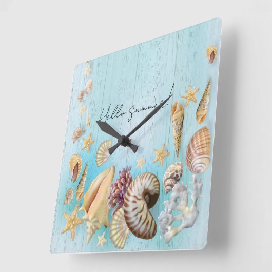 貝殻 スクエア壁時計 (傾斜)