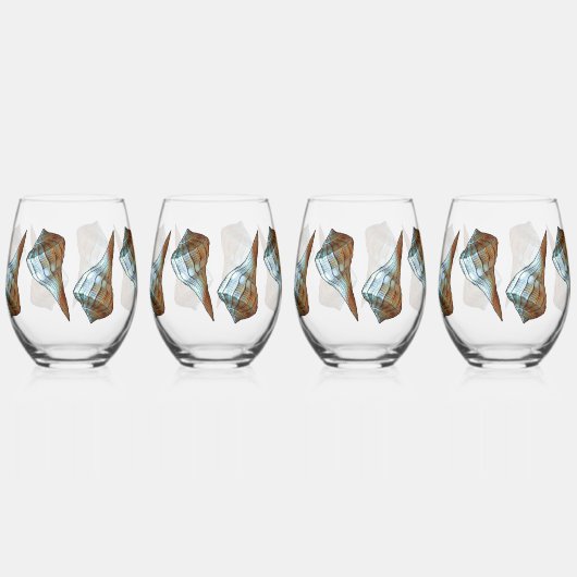 貝殻 ステムなしワイングラス (正面)