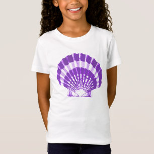 貝殻-バイオレットおよび白 Tシャツ