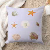 貝殻、ヒトデ、パールがライトペリウィンクルブルーに クッション (ブランケット)