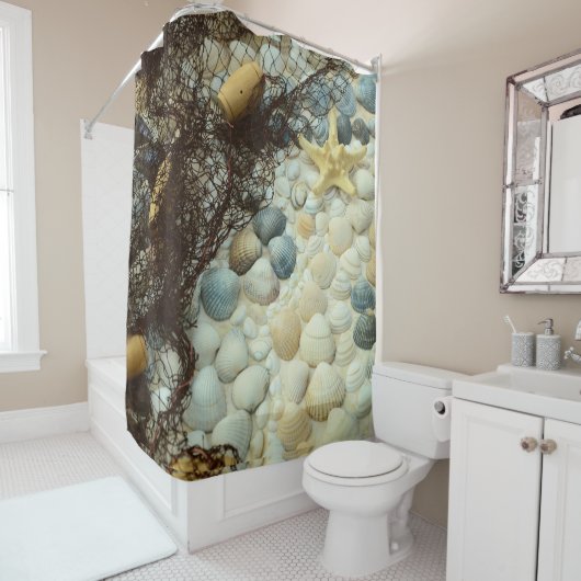 貝殻 ビーチ バスルーム シャワー カーテン (インサイチュ)