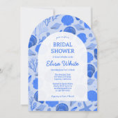 貝殻 ブライダルシャワー エレガント ビーチ カスタム アーチ 招待状 (正面)