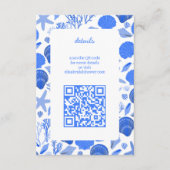 貝殻 ブライダルシャワー シック ブルー ビーチ カスタム QR エンクロージャーカード (正面)