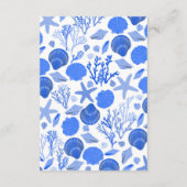 貝殻 ブライダルシャワー シック ブルー ビーチ カスタム QR エンクロージャーカード (裏面)