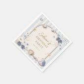 貝殻 ブルー 海岸 誕生日 ナプキン スタンダードカクテルナプキン (角)