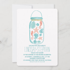 貝殻 メイソンジャー ビーチ ウェディング 招待状