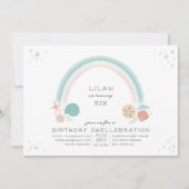 貝殻 レインボー 海洋 誕生日パーティー 招待状 (正面)