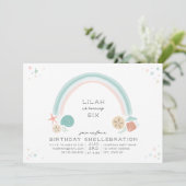 貝殻 レインボー 海洋 誕生日パーティー 招待状 (スタンド正面)
