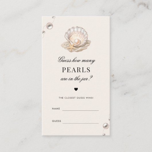 貝殻 何個のパール 赤ちゃんシャワーゲーム カード (正面)