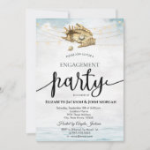 貝殻,海,ストリングライト,スクリプトエンゲージメント 招待状 (正面)