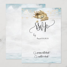 貝殻、海、ストリングライト スクリプトRSVP