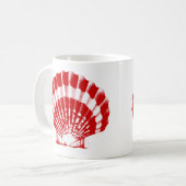 貝殻 - 深紅と白 コーヒーマグカップ (正面左)