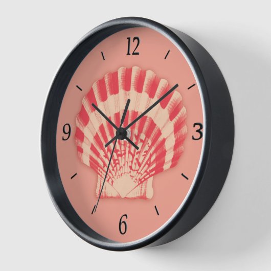 貝殻 – 珊瑚と桃 壁時計 (傾斜)