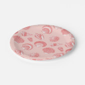 貝殻-珊瑚のピンクおよび白 ペーパープレート (アングル)