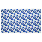 貝殻-白い背景の濃紺 ファブリック (ファットクウォーター)