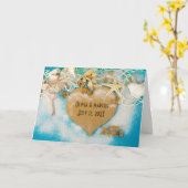 貝結婚とヒトデのハート カード (黄色い花)