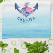 貝類とサンゴ航海の類のいかり キッチンタオル (折り畳み)