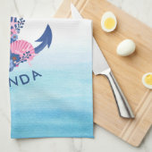 貝類とサンゴ航海の類のいかり キッチンタオル (四つ折り)
