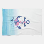 貝類とサンゴ航海の類のいかり キッチンタオル (横)