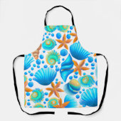 貝類とヒトデの海模様 エプロン (正面)