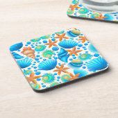 貝類とヒトデの海模様 コースター (左側)