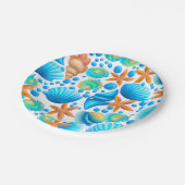 貝類とヒトデの海模様 ペーパープレート (アングル)