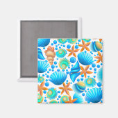 貝類とヒトデの海模様 マグネット (正面/裏面)