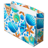 貝類とヒトデの海模様 ラージペーパーバッグ (裏面アングル)