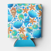貝類とヒトデの海模様 缶クーラー (正面)