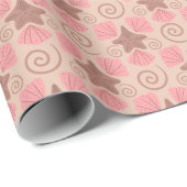 貝類とヒトデ柄 ラッピングペーパー (ロールコーナー)