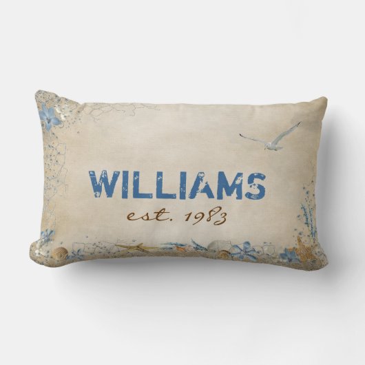 貝類とヒトデ ランバークッション (正面)