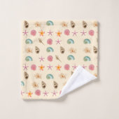 貝類とプルメリア バスタオルセット (ウォッシュタオル)