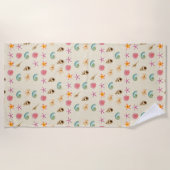 貝類とプルメリア ビーチタオル (正面)