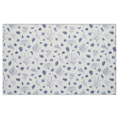 貝類と海苔の水色と白い織物 ファブリック (ファットクウォーター)