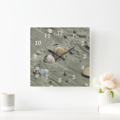 貝類と砂の壁時計 スクエア壁時計 (ホーム)