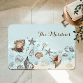 貝類と砂海岸ビーチの苗字 バスマット