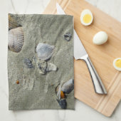 貝類と砂 キッチンタオル (四つ折り)