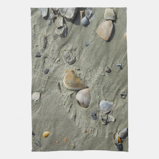 貝類と砂 キッチンタオル (縦)