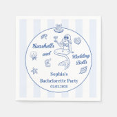 貝類と結婚鈴のバチェロレッテ スタンダードカクテルナプキン (正面)