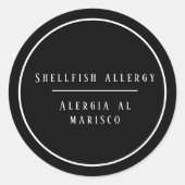 貝類に対する白黒バイリンガルアレルギー ラウンドシール (正面)