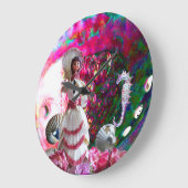 貝類の婦人，真珠の母，海馬 ラージ壁時計 (傾斜)