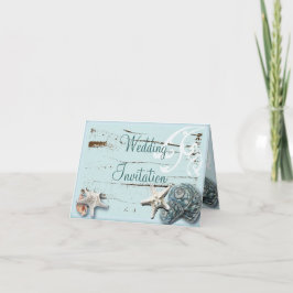 貝類エレガントビーチ結婚式文房具 招待状