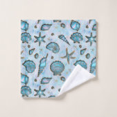 貝類ヒトデ水彩オパールID782 バスタオルセット (ウォッシュタオル)