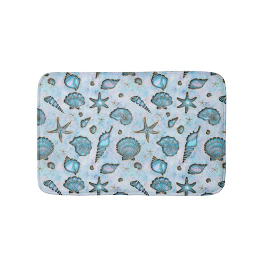 貝類ヒトデ水彩オパールID782 バスマット (正面)