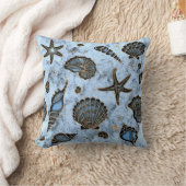 貝類ヒトデ水彩ブルーID782 クッション (ブランケット)