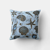 貝類ヒトデ水彩ブルーID782 クッション (裏面)